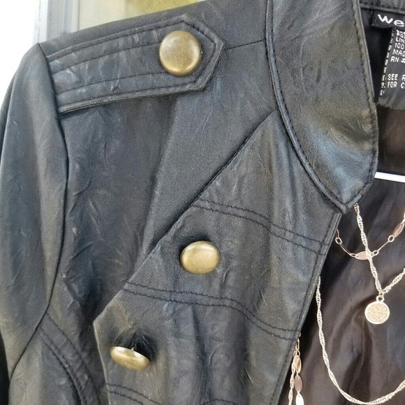 Wet Seal Military Style Leather Jacket Size Small - Picture 7 of 8